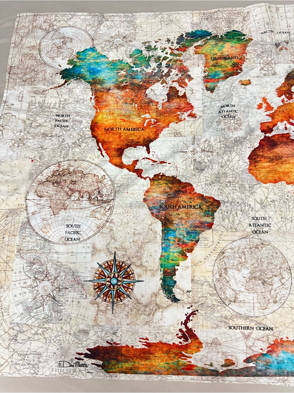 World Map Fabric Wall Tapestry in Multicolor - Picture 7 of 10